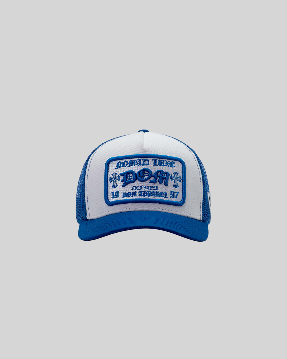 GORRA DOM APPAREL TRUCKER WHITE BLUE
