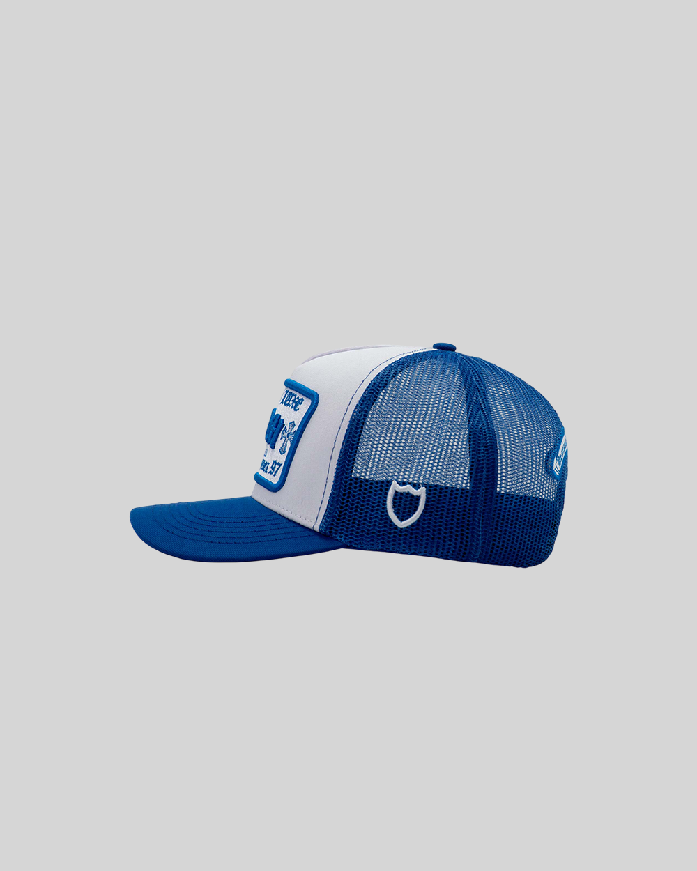 GORRA DOM APPAREL TRUCKER WHITE BLUE